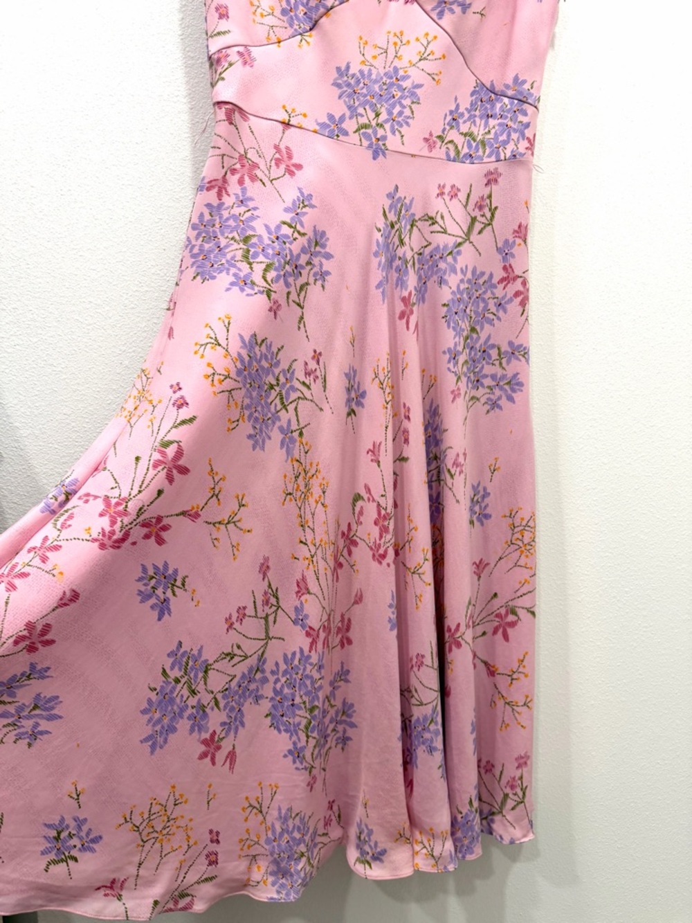 Talbots Pink Floral V-Neck Silk Midi Dress - Picture 9 of 15